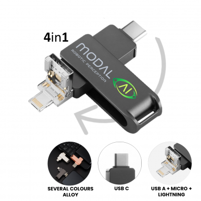 4 V 1 OTOČNÝ USB FLASH DISK, USB-A 
+ USB MICRO + USB-C (TYPE-C) + LIGHTNING
