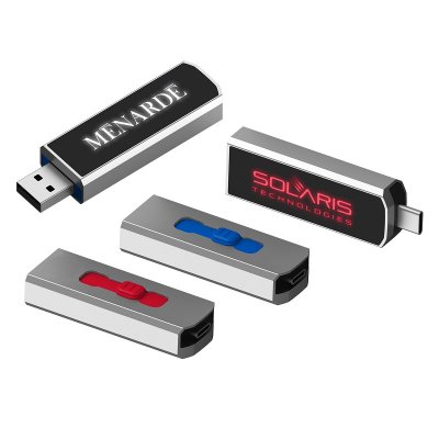KOVOVÝ USB 2.0 / 3.0 FLASH DISK S LED LOGEM 
A USB-C (Type-C) KONEKTOREM