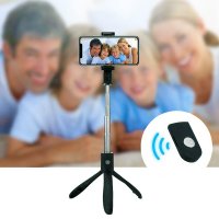 Tripod Bluetooth selfie tyčka, černá barva (CAM031)