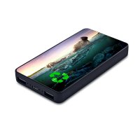 DUÁLNÍ POWER BANKA S BEZDRÁTOVÝM NABÍJENÍM, CMYK + LED LOGEM, 4000 MAH, RABS (RECYKLOVANÝ ABS PLAST)