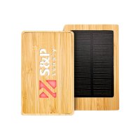 BAMBUSOVÁ SOLÁRNÍ POWER BANKA S LED LOGEM, FSC CERTIFIKOVÁNO, 5000 MAH