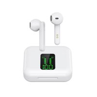 TWS Bluetooth sluchátka v napájecí krabičce s LED displejem, barva bílá (PHO114)