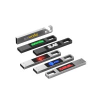 SLIM KOVOVÝ USB 2.0 / 3.0 FLASH DISK S LED LOGEM A KARABINOU