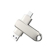 KOVOVÝ OTOČNÝ USB 3.1 FLASH DISK S KONEKTORY TYPE-C A USB A