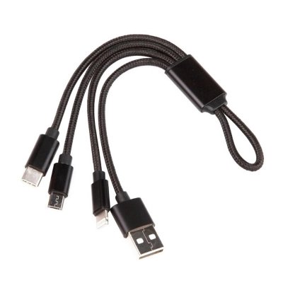 Napájecí USB kabel 3 v 1, konektor Lightning, USB micro a Type - C, barva černá (ACC094)