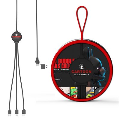 Nabíjecí USB kabel 6 v 1 s CMYK + LED logem a možností vlastní barvy pantone, v luxusní krabičce