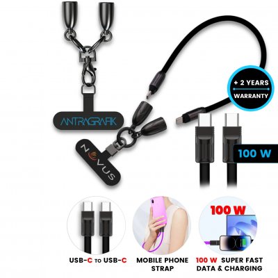 100W datový a nabíjecí kabel v poutku na mobil, USB-C => USB-C