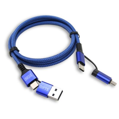 60W datový a nabíjecí USB kabel 4 v 1 NEXCORD, modrá barva (ACC193)
