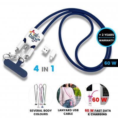 60W datový a nabíjecí USB kabel 4 v 1 OMNICORD, v lanyardu