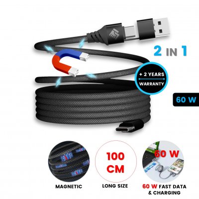 60W magnetický datový a nabíjecí kabel 3 v 1 MAGNETIQ