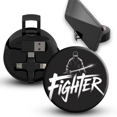 Datový a nabíjecí kabel se stojánkem (3 v 1), samonavíjecí