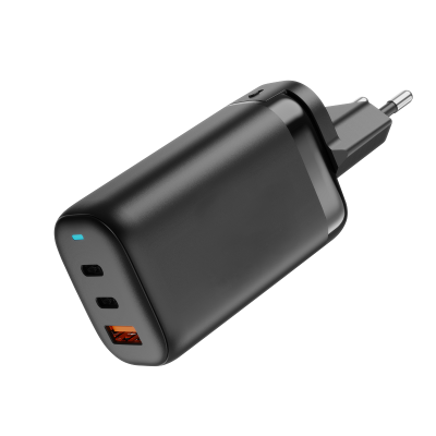 VYSOKORYCHLOSTNÍ GAN (PD 65 W) USB ADAPTÉR
DO EU ZÁSUVKY, 2 × TYPE-C + USB A