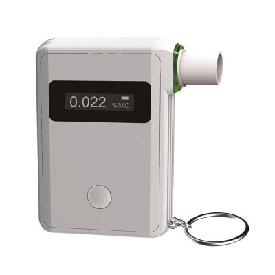 Alkoholtester s elektrochemickým senzorem fuel cell, LED displejem a kroužkem na klíče