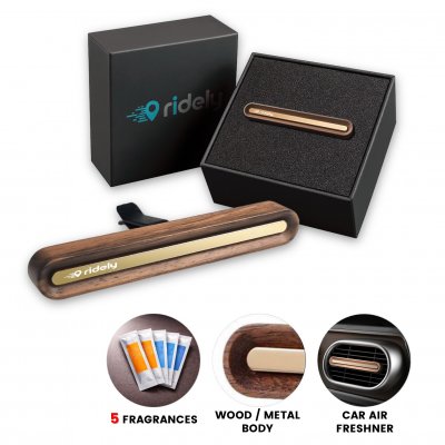 Elegantní dřevěný osvěžovač vzduchu do auta, sada 5 vůní