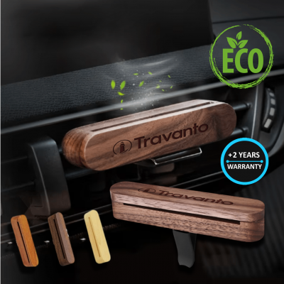 Elegantní dřevěný osvěžovač vzduchu do auta v dárkové krabičce, sada 2 vůní