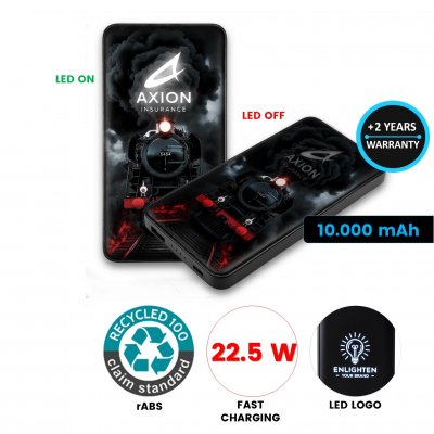 PD 22,5 W power banka s LED logem, rABS, 10000 mAh