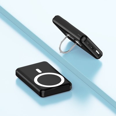 RYCHLONABÍJECÍ BEZDRÁTOVÁ POWER BANKA SE STOJÁNKEM, PD 22,5 W + MAGSAFE 15 W KOMPATIBILNÍ, 10000 MAH