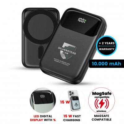 10000 mAh – magnetická power banka s 15W bezdrátovým nabíjením a PD 24 W, rABS