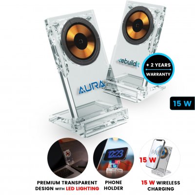 15W transparentní magnetická bezdrátová nabíječka/stojánek ACRYLITE