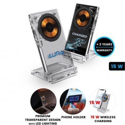 15W transparentní magnetická bezdrátová nabíječka/stojánek ACRYLITE