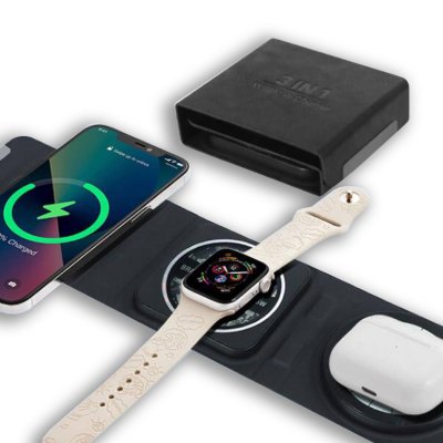 15W skládací magnetická bezdrátová rychlonabíječka TRIVIO 3 v 1