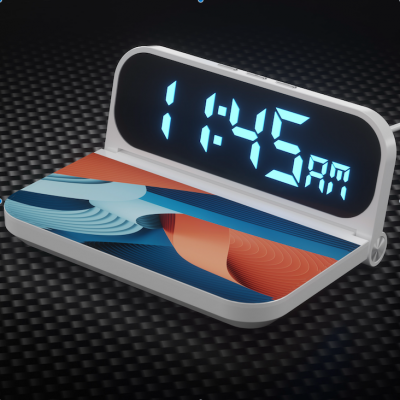 Hodiny s budíkem a 15W bezdrátovou nabíječkou POWR, s možností CMYK potisku