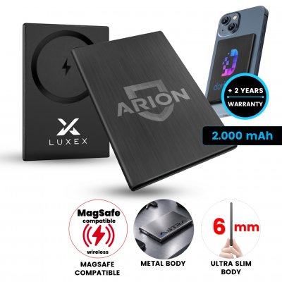 2000 - mAh ultratenká magnetická power banka Nano2k, s bezdrátovým nabíjením