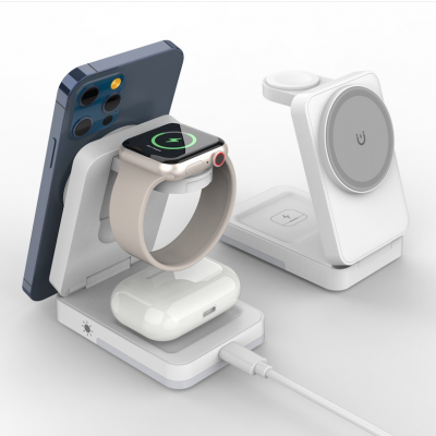 15W multifunční skládací magnetická bezdrátová nabíječka/stojánek FOLDEX (3 v 1)