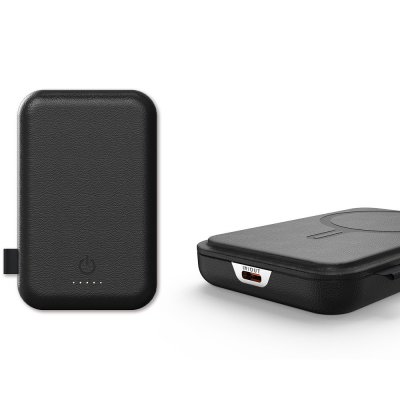 5000mAh kožená magnetická power banka LEATHA, s 15W bezdrátovým nabíjením a PD 20 W
