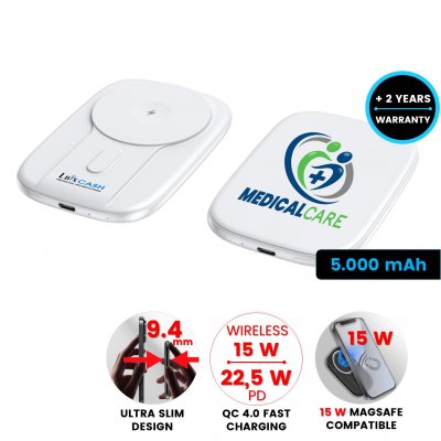 5000 mAh - magnetická power banka s 15W bezdrátovým nabíjením a QC 22,5 W