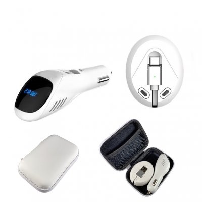 Cestovní sada ionizéru s autoadaptérem a navíjecího USB kabelu (3 v 1)