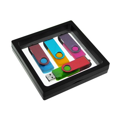 Sada vzorků - Maketa USB flash disk Twister (4 ks, různé barvy) v černém fóliovém rámečku