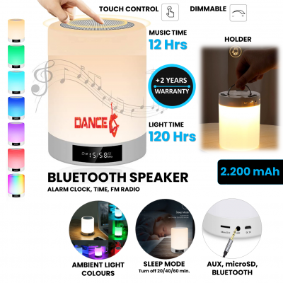 Dotyková stolní lampa s Bluetooth
reproduktorem a budíkem