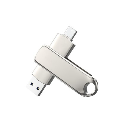 KOVOVÝ OTOČNÝ USB 3.1 FLASH DISK S KONEKTORY TYPE-C A USB A