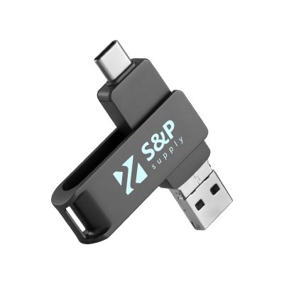 4 V 1 OTOČNÝ USB FLASH DISK, USB A 
+ USB MICRO + TYPE-C + LIGHTNING