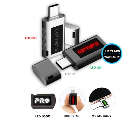 Kovový mini USB 2.0/3.0 flash disk s LED logem