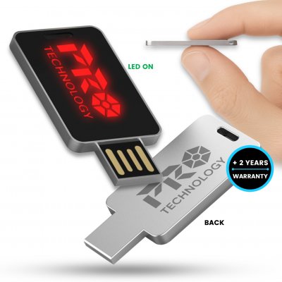 Ultratenká kovová USB 2.0/3.0 karta s LED logem