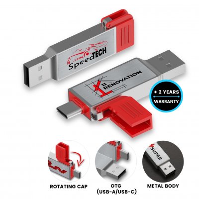 Kovový USB flash disk s USB-C a USB-A